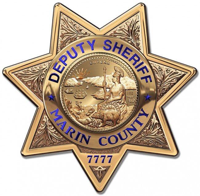 Marin County, California Sheriff's Department Badge All Metal Sign