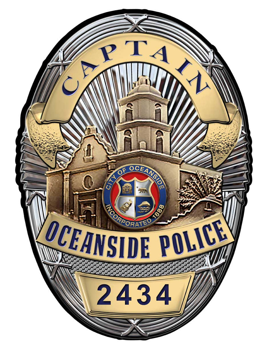 Oceanside, CA. Police (Captain) Department Badge all Metal Sign