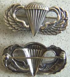 WWII Paratrooper Sterling Silver pin back