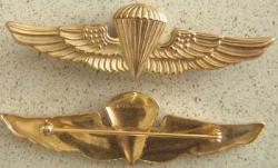 USMC Paratrooper Badge Sterling Gold Plate Pin Back