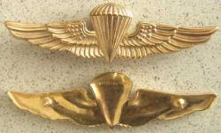 USMC Paratrooper Badge Sterling Gold Plate Cltch Back