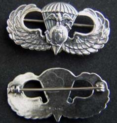 WWII Paratroop Sterling Silver Badge USMC pin back