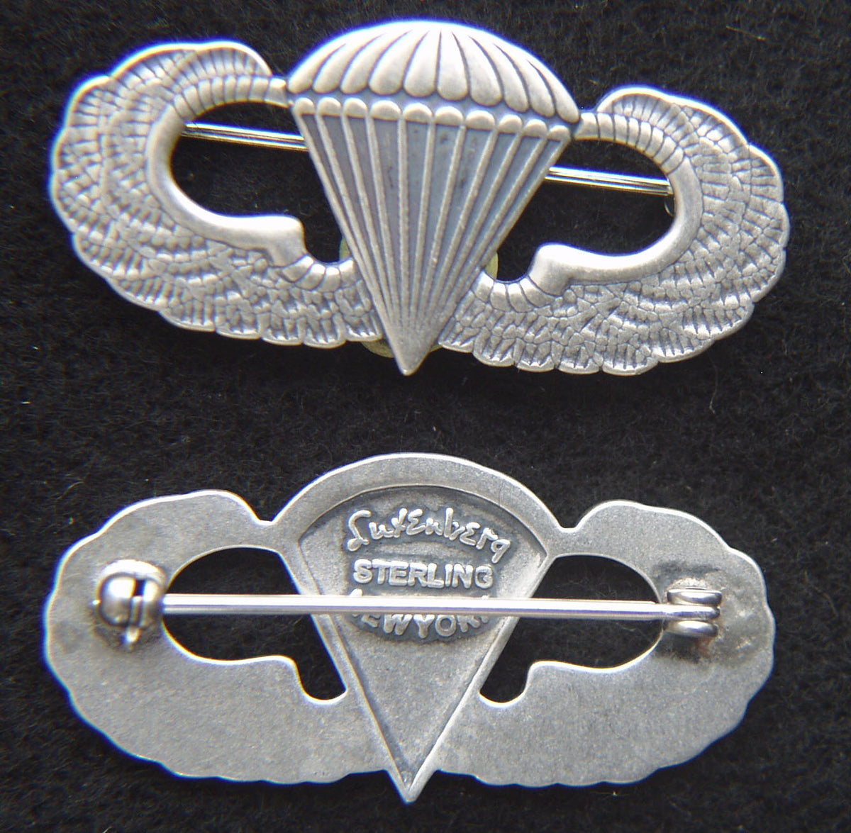WWII Luxenberg Paratrooper Badge Sterling Silver – Made In America Signs