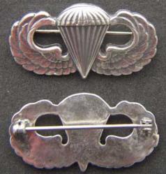 WWII Paratrooper Badge sterling silver pin back
