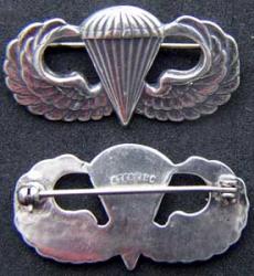 WWII Paratrooper Badge sterling silver pin back