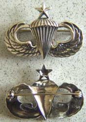 Korean Era Senior Paratrooper Badge Sterling pin back