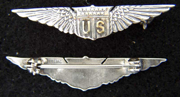 WWI Pilot Overseas Hat Wings sterling