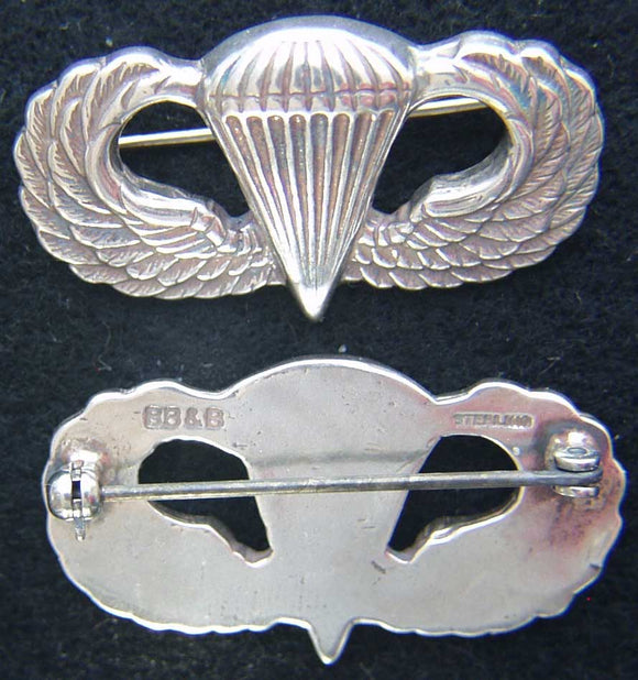 WWII Paratrooper wings BB&B design Sterling