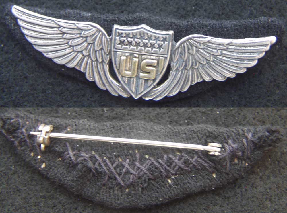 WWI US Pilot Wing Robbins Pin back Mounted Sterling – Made In America Signs