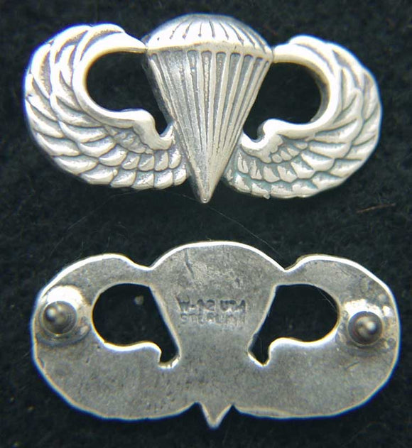 Basic Paratrooper Mess Dress Badge Sterling Oxidized