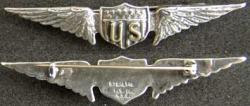 WWI US Pilot Wing FB Co, NYC Sterling Silver