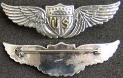 WWI US Pilot Wing Robbins Design Sterling 2 inch