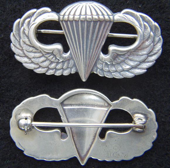 WWII Paratrooper Sterling Badge Jack Heller design pin back