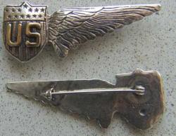 WWI US Air Service Junior/ Reserve Pilot Wing Sterling