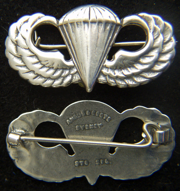 WWII Paratrooper Badge Angus and Coote Sterling Silver