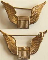 WWI US Pilots Wing Badge Sterling w Gold Plate