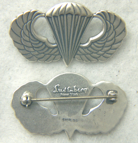 WWII US Paratrooper Wing Badge Luxenberg Sterling