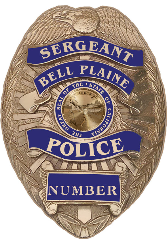 Bell Plaine Minnesota Police (Sergeant) Department Officer's Badge all Metal Sign with your badge number