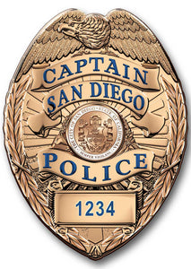 San Diego Police  (Captain) Department Badge All Metal Sign (With Badge Number)
