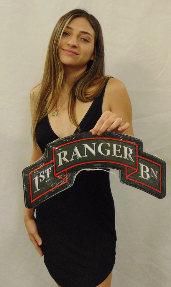 1st Ranger Battalion Tab Metal Sign- All Metal Sign 17 x 9