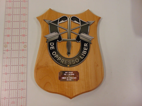 Special Forces Crest Wooded Plaque with Your Engraving Information