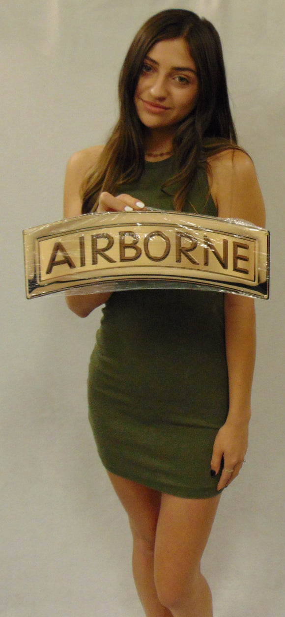 Airborne Tab (Tan) Metal Sign 17 x 7