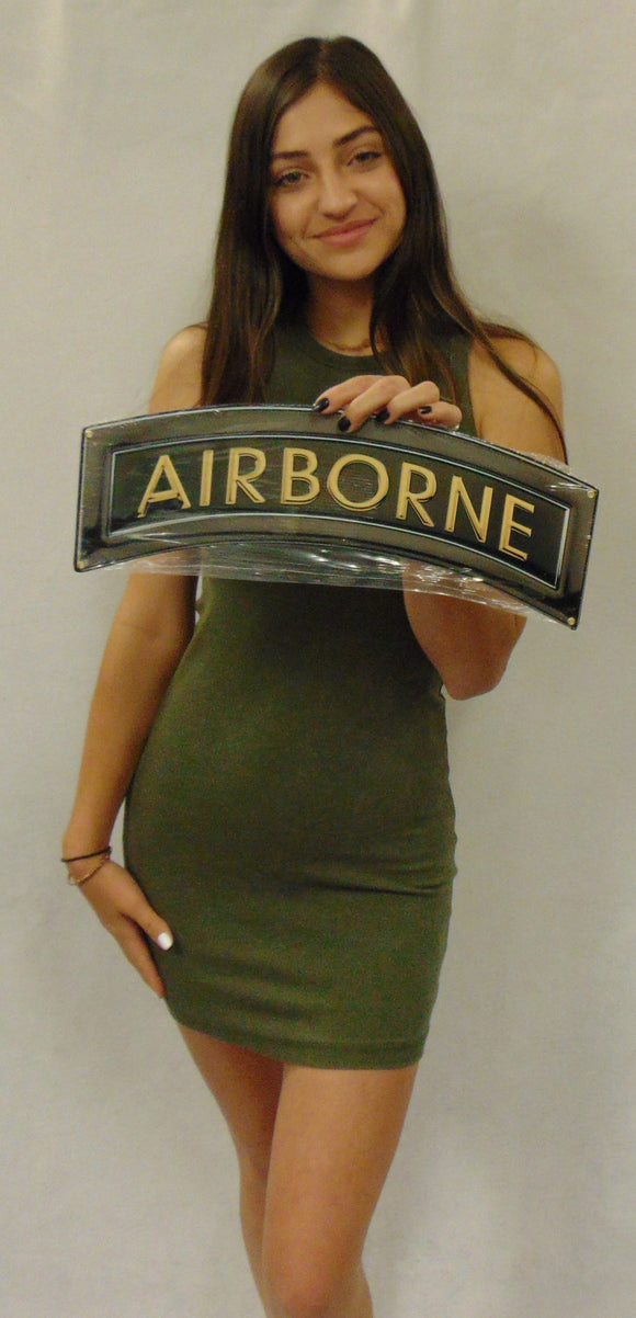 Airborne Tab (Black and Gold ) Metal Sign 17 x 7