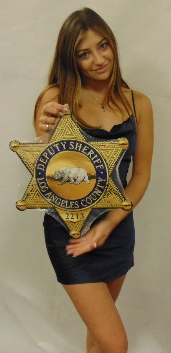 Los Angeles County (Sheriff)  Department Badge all Metal Sign with your Badge Number added.