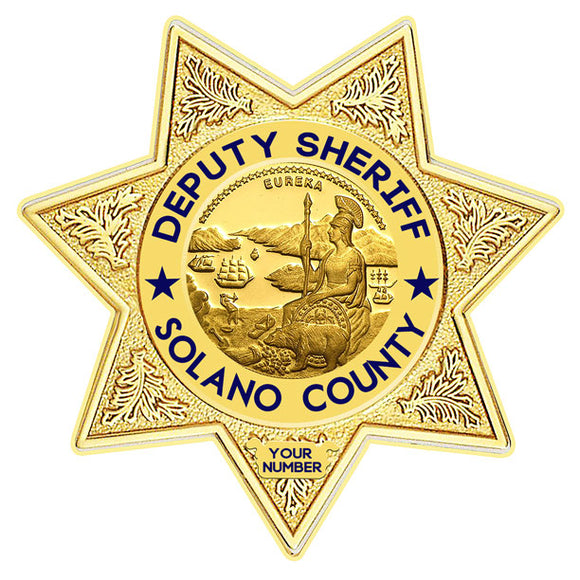Solano County, California Sheriff's Department Badge All Metal Sign With Your Badge Number.