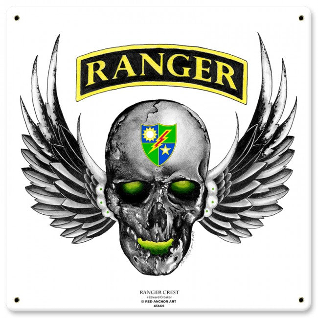 Army Ranger Skull by Red Anchor Art - Metal Sign – Made In America Signs