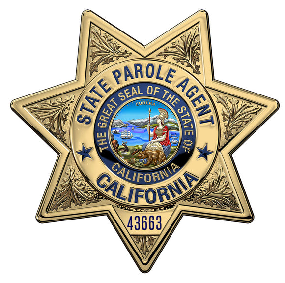 California State Parole Badge all Metal Sign with your badge number
