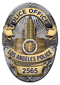 Los Angeles (Police Officer) Badge all Metal Sign with your Badge Number added.