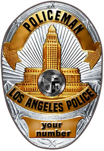 Los Angeles Police (Policeman)  Badge all Metal Sign with your Badge Number added.