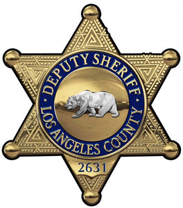 Los Angeles Sheriff Department (Deputy) Badge all Metal Sign with your Badge Number added.