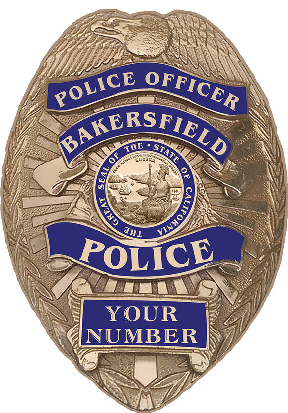 Bakersfield Police (Officer) Department Officer's Badge all Metal Sign with your badge number