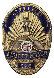 Los Angeles Airport Department (Chief) Badge all Metal Sign with your badge number or name