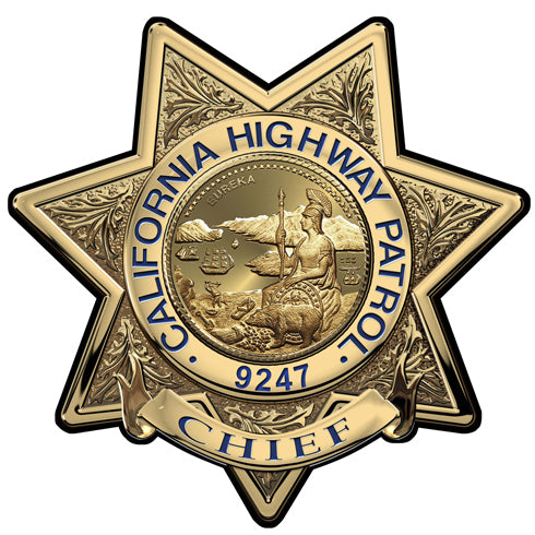 California Highway Patrol (Chief) Badge all Metal Sign with your Badge Number added