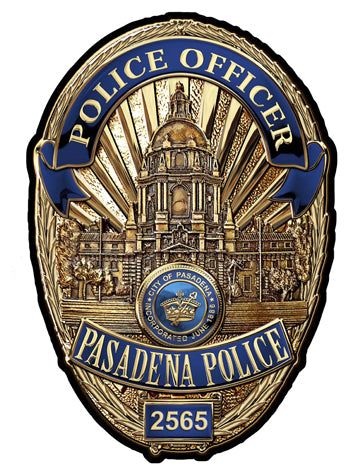 Pasadena Police Department (Officer) Badge all Metal Sign with your badge number