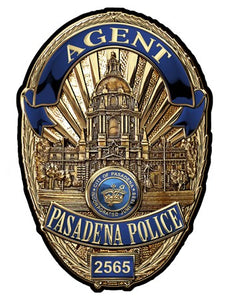 Pasadena Police Department (Agent) Badge all Metal Sign with your badge number or name