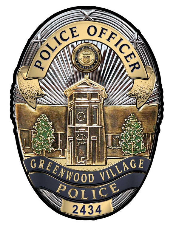 Greenwood Village, CO. Police (Officer) Department Badge all Metal Sign with your badge number