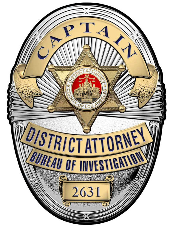 Los Angeles Country District Attorney Investigator (Captain) Metal Sign Badge with your Badge Number
