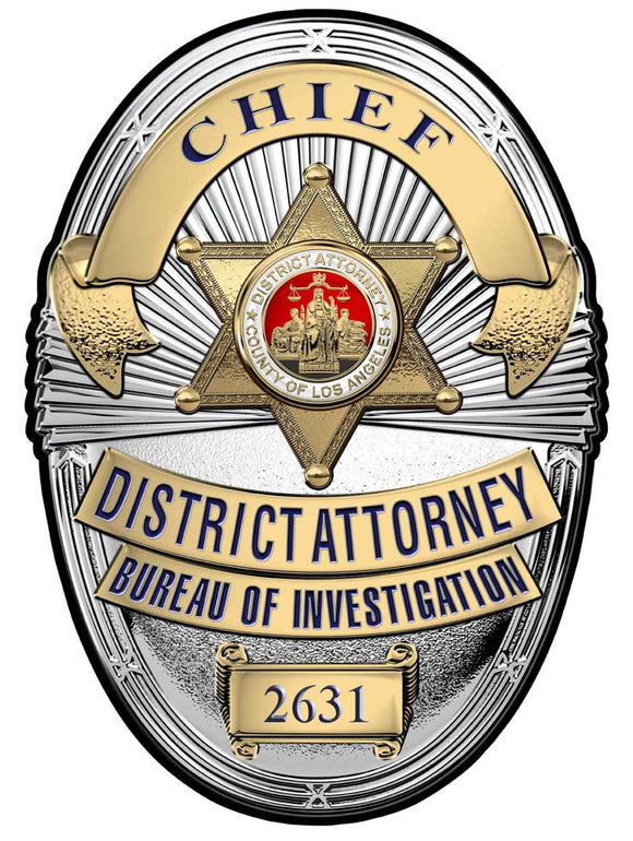 Los Angeles Country District Attorney Investigator (Chief) Metal Sign Badge with your Badge Number