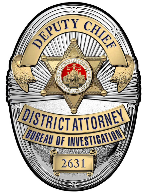 Los Angeles Country District Attorney Investigator (Deputy Chief) Metal Sign Badge with your Badge Number