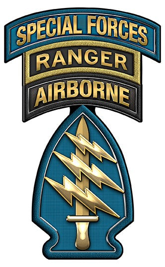 Special Forces SSI with Ranger Tab Metal Sign (Small)