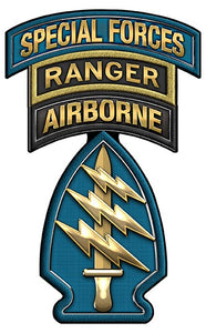 Special Forces SSI Triple Canopy ABN RANGER Patch - Metal Sign (Small)