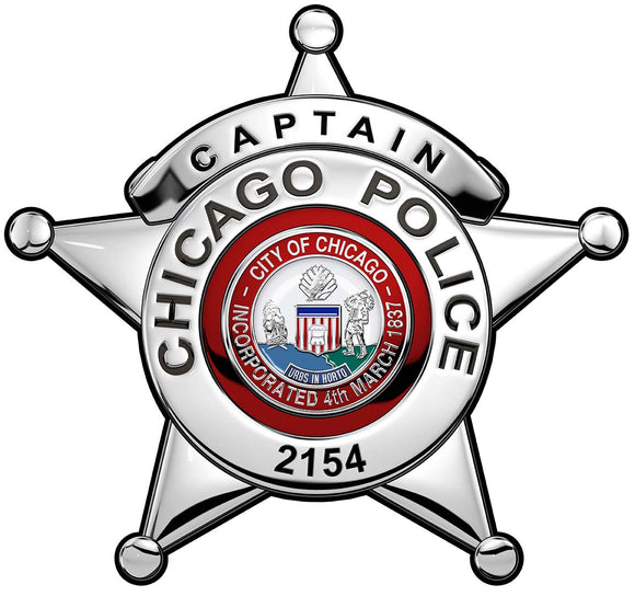 Chicago Police Department (Captain) Badge all Metal Sign with your Badge Number added.