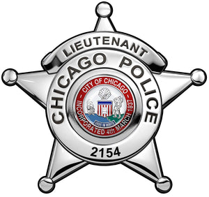 Chicago Police Department (Lieutenant) Badge all Metal Sign with your Badge Number added.