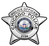 Chicago Police Department (Police Officer) Badge all Metal Sign with your Badge Number added.