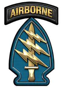 Special Forces SSI Patch with Just the Airborne Tab- Metal Sign Small 5 x 7"