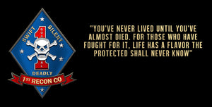 USMC 1st Marine Company "You have never lived" All Metal Sign 18 x 9"